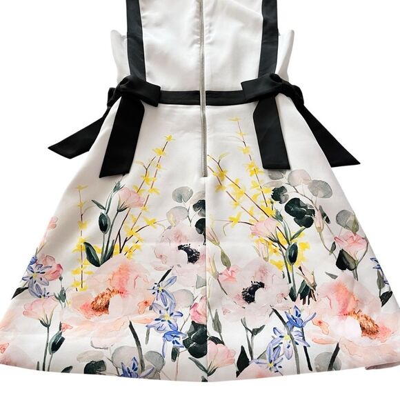 Ted Baker Marzy Elegance White Floral Bow Detail Sleeveless A-Line Dress - Picture 6 of 10